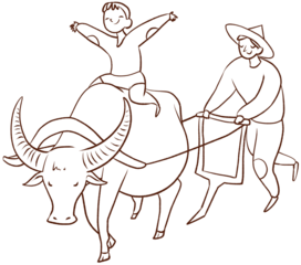 Asian farmer line art icon png