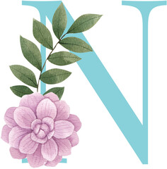 Alphbat A-Z Newborn and children  cartoon watercolor illustration isolated on white background. Drawn by hand.