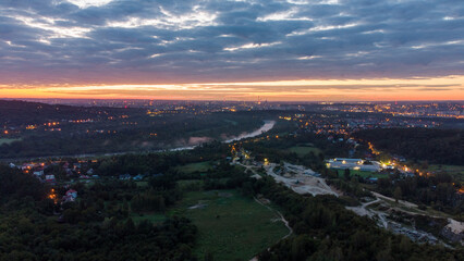 Fototapeta na wymiar Panorama Krakowa z Drona