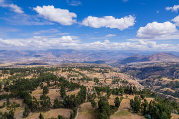 Fototapeta na wymiar Panoramic view of the mountainous landscape of Ayacucho.