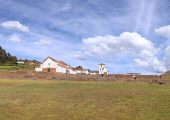View of the ruins of the Inca temple of Chinchero in Cusco.