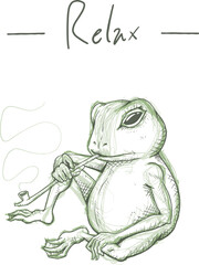 Funny frog smoking