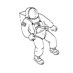 Astronaut Floating in Space Drawing