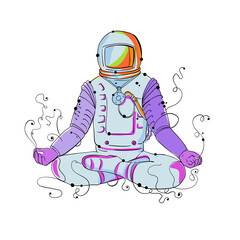 Cosmonaut Padmasana Position Doodle