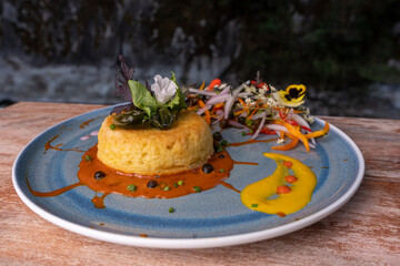Spanish omelette in a typical restaurant in Spain.