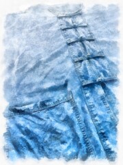 Traditional shirts of Thailand watercolor style illustration impressionist painting.
