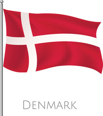 Denmark fly flag with abstract vector art work and background design - obrazy, fototapety, plakaty