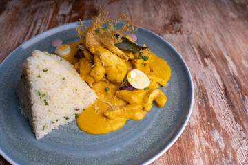 Typical food of Peru, aji de gallina.