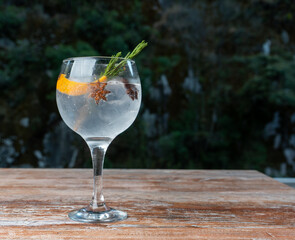 photograph of a gin and tonic, a very popular alcoholic drink.