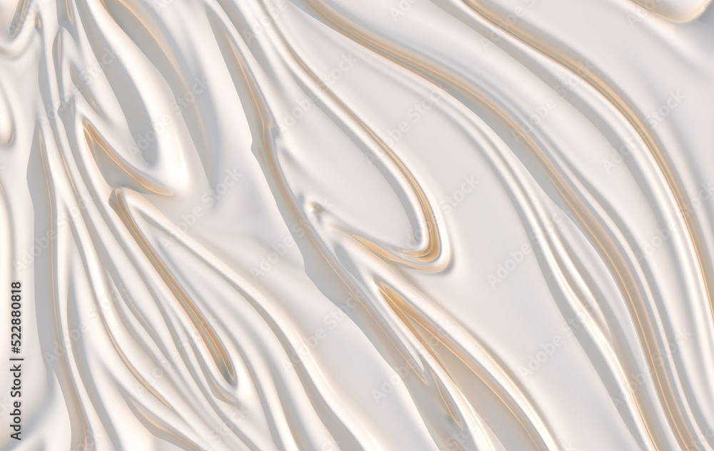 Poster abstract 3d rendering background with white and golden waves