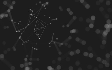 Abstract background. Molecules technology with polygonal shapes, connecting dots and lines. Connection structure. Big data visualization.