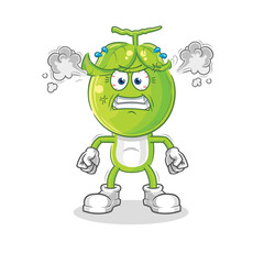 pea head very angry mascot. cartoon vector
