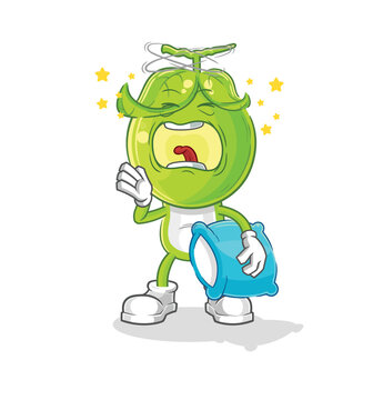pea head yawn character. cartoon mascot vector
