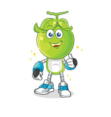 pea head robot character. cartoon mascot vector