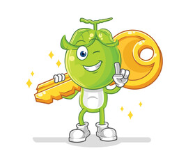 pea head carry the key mascot. cartoon vector
