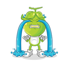 pea head crying illustration. character vector
