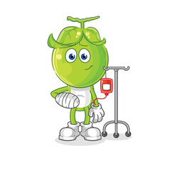 pea head sick in IV illustration. character vector