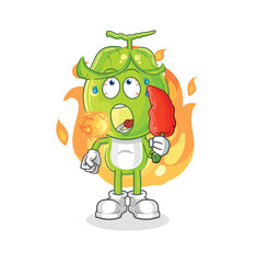 pea head eat hot chilie mascot. cartoon vector