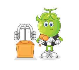 pea head judge holds gavel. character vector