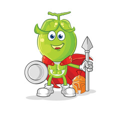 pea head spartan character. cartoon mascot vector