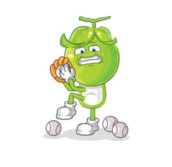 pea head baseball pitcher cartoon. cartoon mascot vector