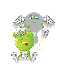 pea head spirit leaves the body mascot. cartoon vector