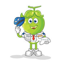 pea head pilot mascot. cartoon vector
