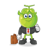 pea head office worker mascot. cartoon vector