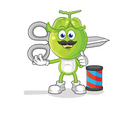 pea head barber cartoon. cartoon mascot vector