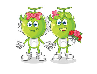 pea head wedding cartoon. cartoon mascot vector