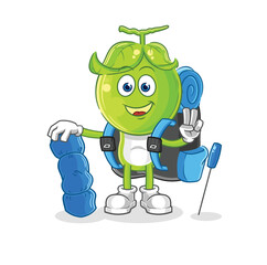 pea head go camping mascot. cartoon vector