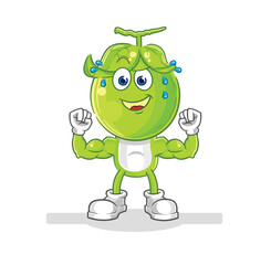 pea head muscular cartoon. cartoon mascot vector
