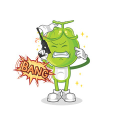 pea head warning shot mascot. cartoon vector