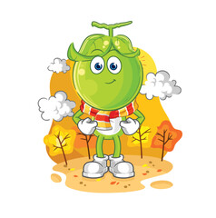 pea head in the autumn. cartoon mascot vector