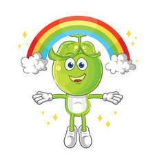 pea head with a rainbow. cartoon vector
