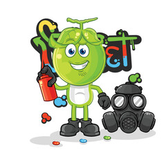 pea head graffiti artist vector. cartoon character