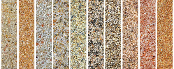 Set of sand grains various in colour and sizes