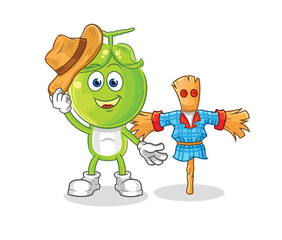 pea head with scarecrows cartoon character vector