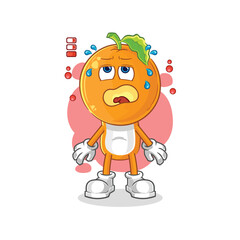 orange head low battery mascot. cartoon vector