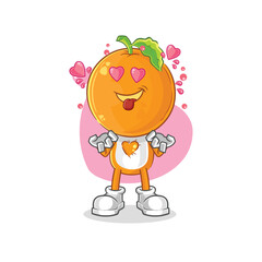 orange head fallin love vector. cartoon character