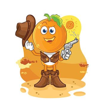 orange head cowboy with gun character vector
