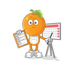 orange head schedule list vector. cartoon character