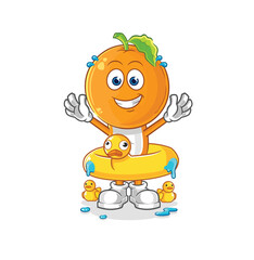 orange head with duck buoy cartoon. cartoon mascot vector