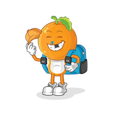 orange head goes to school vector. cartoon character