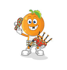 orange head scottish with bagpipes vector. cartoon character