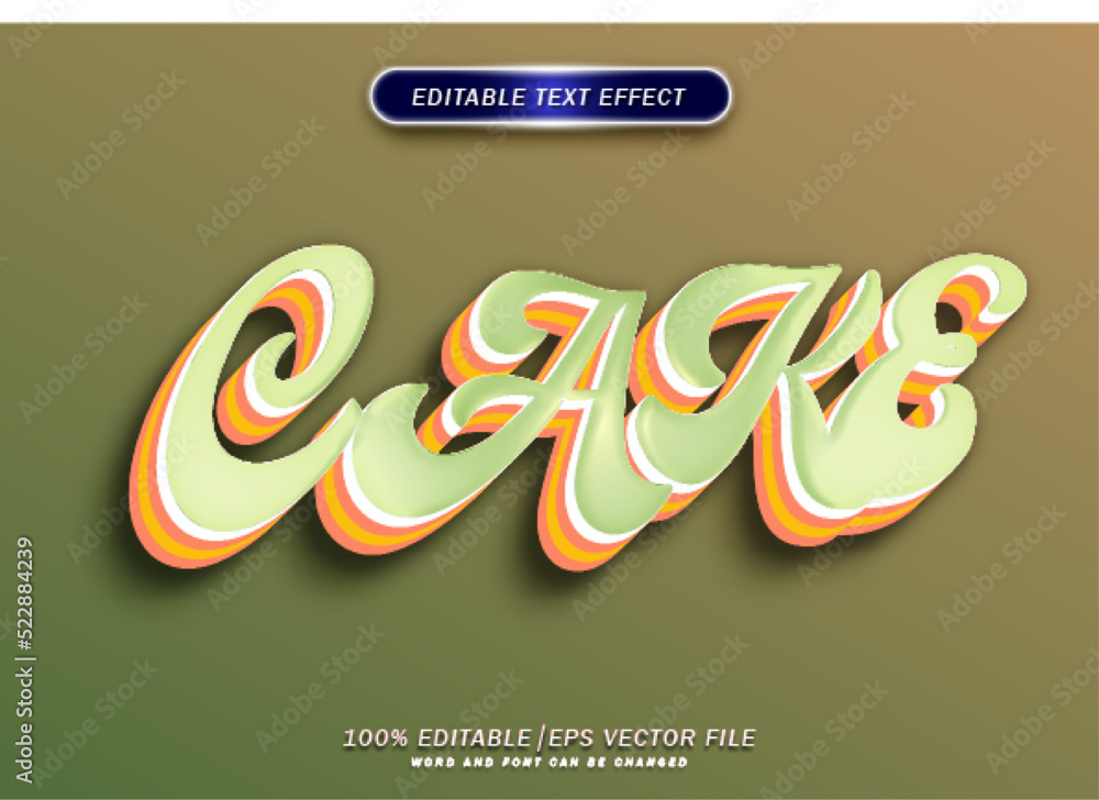 Poster cake text style effect. 3d font style effect.