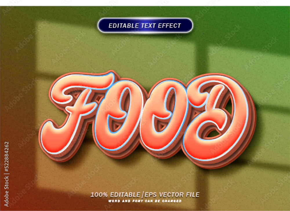 Poster food text style effect. 3d font style effect.