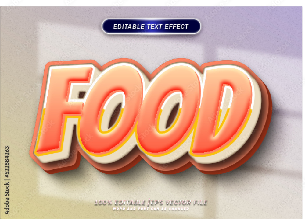 Fototapete food text style effect. 3d font style effect.
