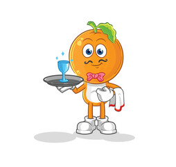 orange head waiter cartoon. cartoon mascot vector