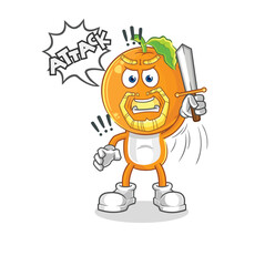 orange head knights attack with sword. cartoon mascot vector
